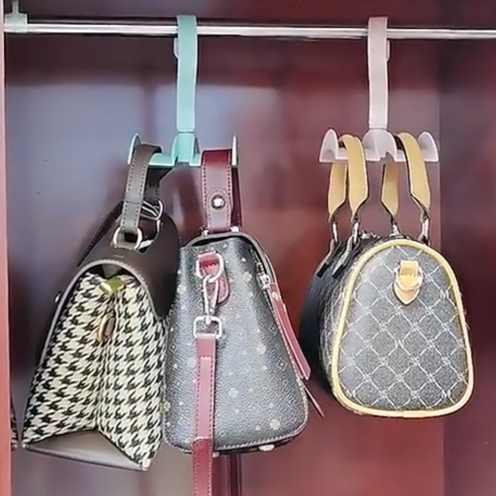 MK 8pk Handbag closet storage hooks protect and organize your purses ties belts